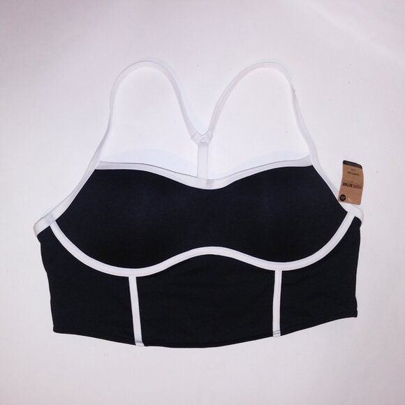 Victoria Secret PINK Sports Bra Push Up Ultimate Black White Long Line Padded Ra - Picture 2 of 10